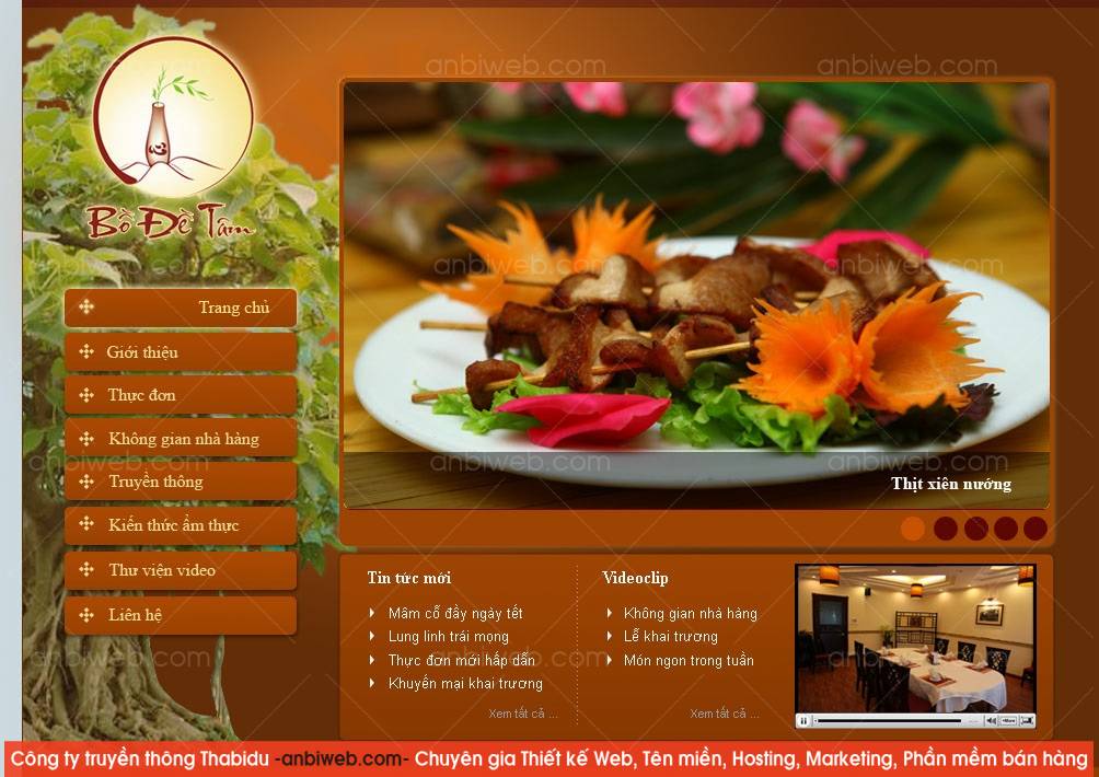 thiết kế web nhà hàng ẩm thực Đông Anh