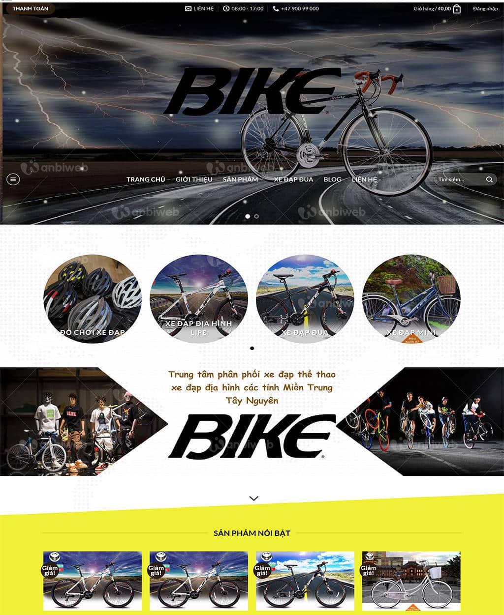 Thiết kế website bán xe đạp giao diện sang trọng tại Zubi Cloud