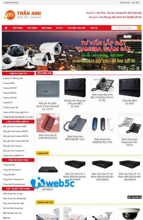 Zubi Cloud Dịch vụ thiết kế web bán hàng camera Trần Anh tại Đông Anh