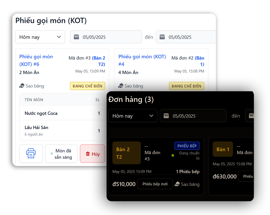 Phần mềm POS nhà hàng, Bar, Cafe... 3 zubi rms don hang 1