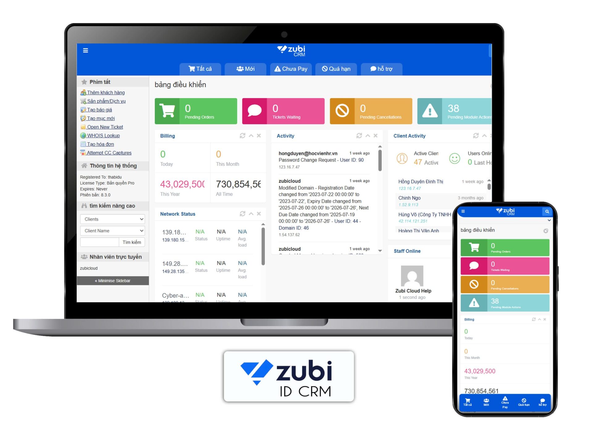 zubi id crm whmcs admin