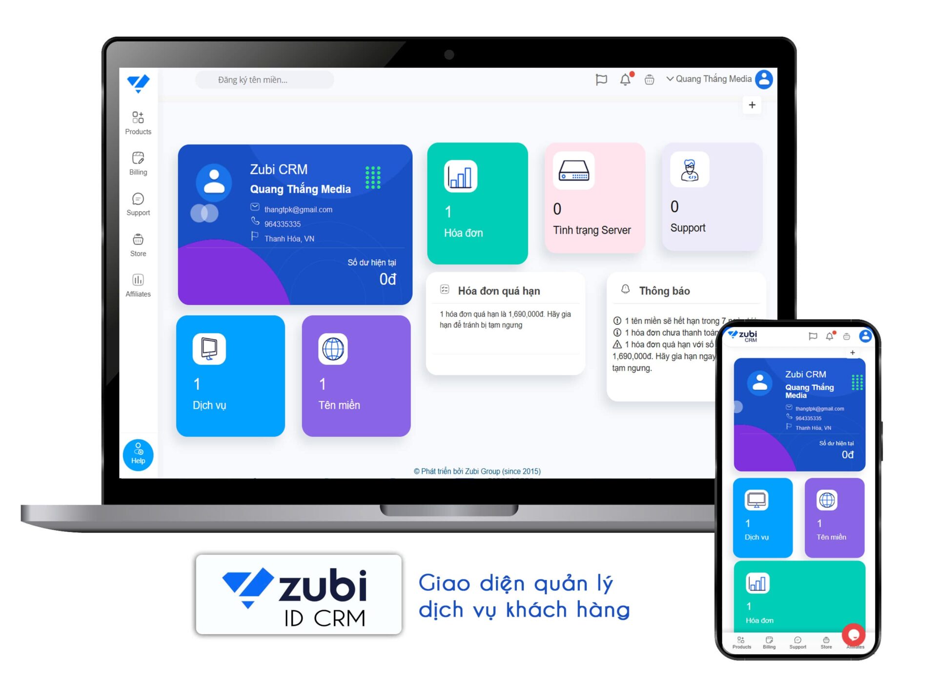 zubi id crm whmcs client
